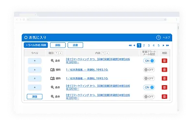 新着アラートメール配信の画面